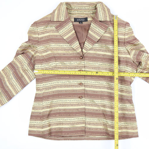 Kasper Women’s Brown Striped Single-Breasted Blazer Jacket Size 14