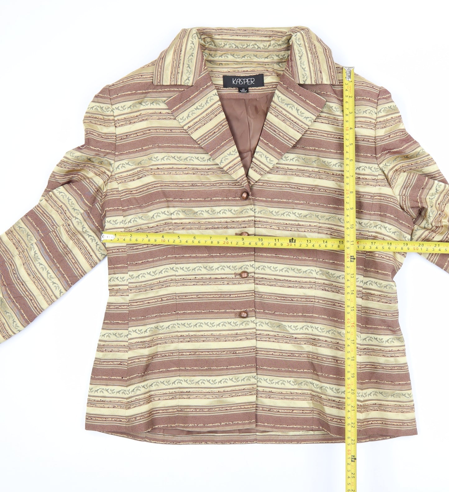 Kasper Women’s Brown Striped Single-Breasted Blazer Jacket Size 14