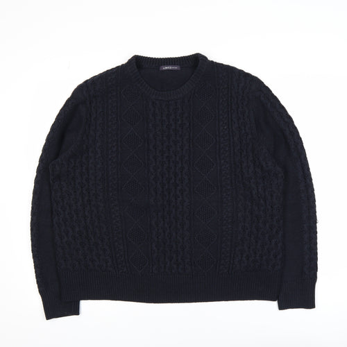 Marks and Spencer Men's Black Cable-Knit Jumper Size L