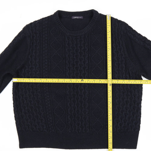 Marks and Spencer Men's Black Cable-Knit Jumper Size L