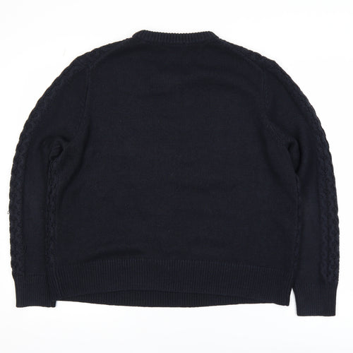 Marks and Spencer Men's Black Cable-Knit Jumper Size L