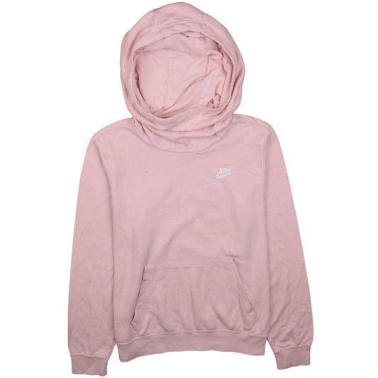 Nike Women Pink Pullover Hoodie Medium Cotton Blend Lined Casual