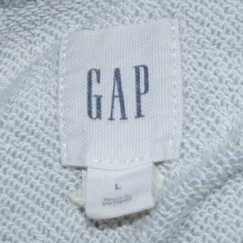GAP Men's Grey Pullover Hoodie Size L Logo Fleece Sweatshirt