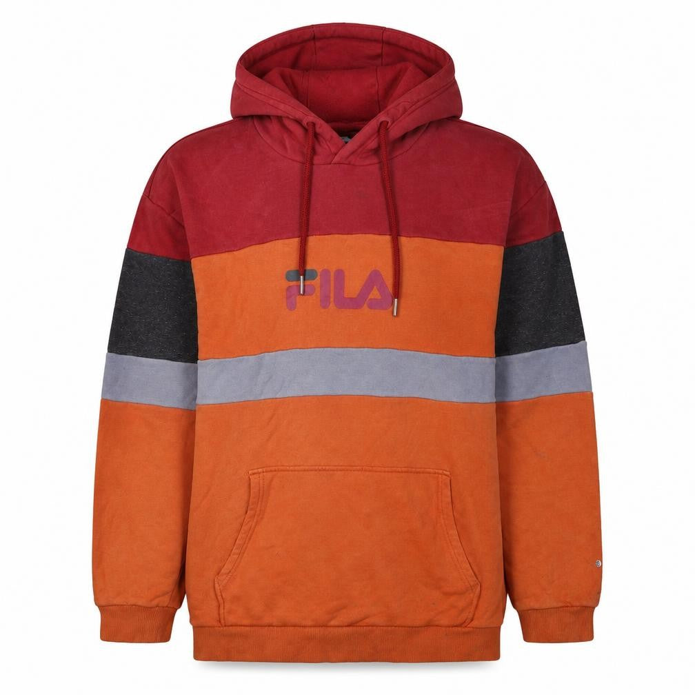 Front view of Fila Men's Multicoloured Pullover Hoodie XL Logo Sports Style
