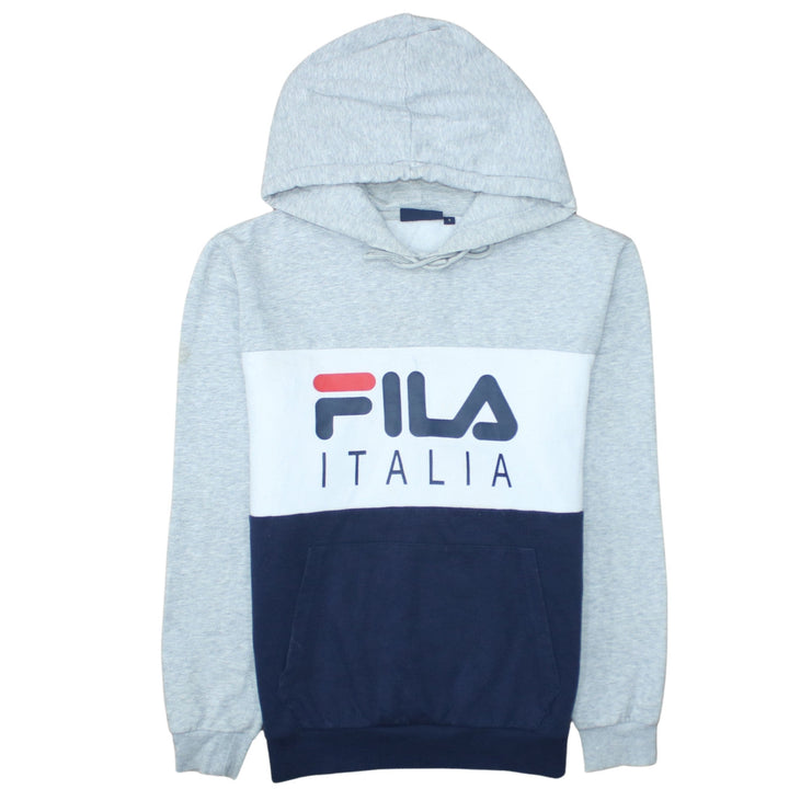 FILA Men’s Grey Pullover Hoodie Small Logo Fleece Sweatshirt