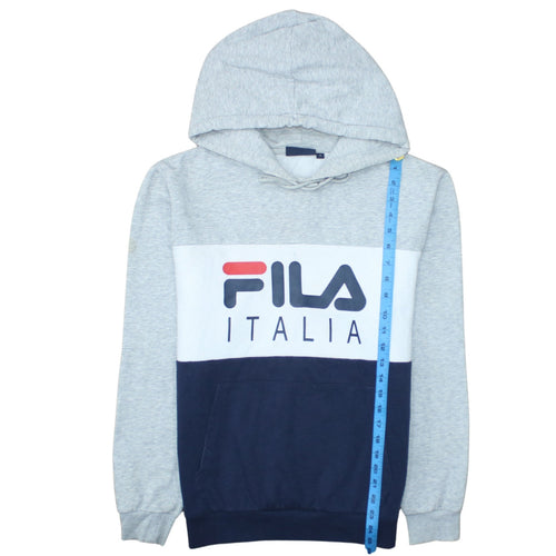FILA Men’s Grey Pullover Hoodie Small Logo Fleece Sweatshirt