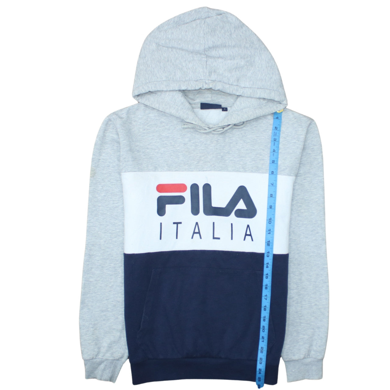 FILA Men’s Grey Pullover Hoodie Small Logo Fleece Sweatshirt