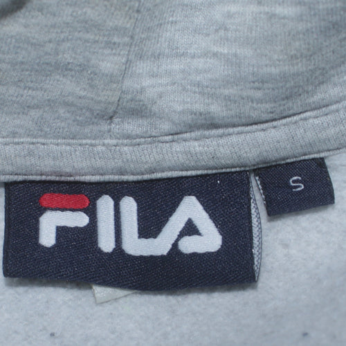 FILA Men’s Grey Pullover Hoodie Small Logo Fleece Sweatshirt