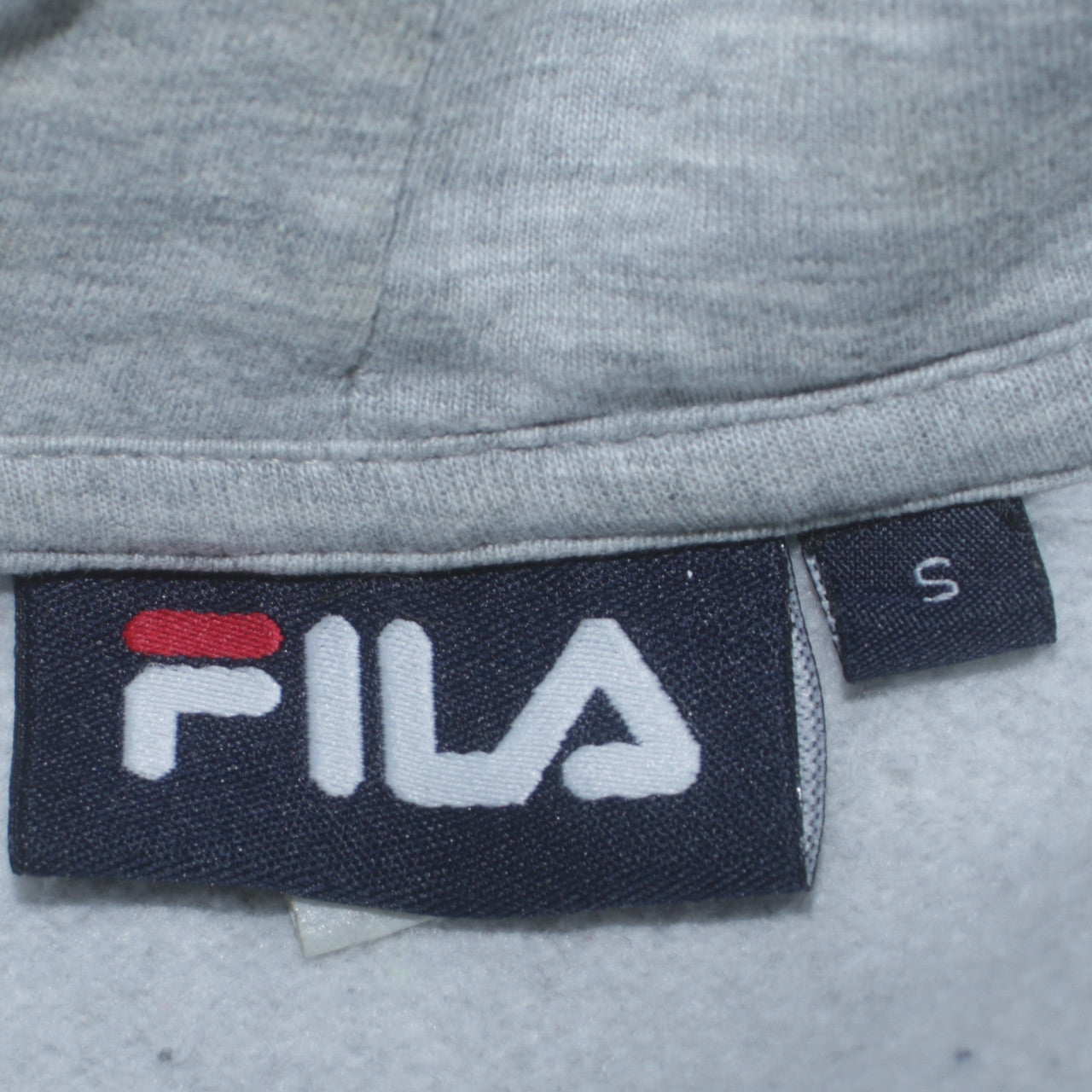 FILA Men’s Grey Pullover Hoodie Small Logo Fleece Sweatshirt