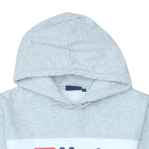 FILA Men’s Grey Pullover Hoodie Small Logo Fleece Sweatshirt