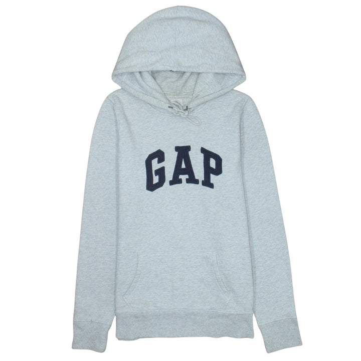 GAP Women Grey Logo Pullover Hoodie Medium Tall Authentic Cotton Blend