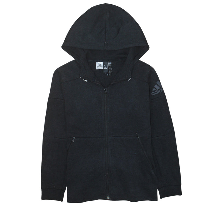 Adidas Women Black Full Zip Hoodie Size S Hooded Sweatshirt