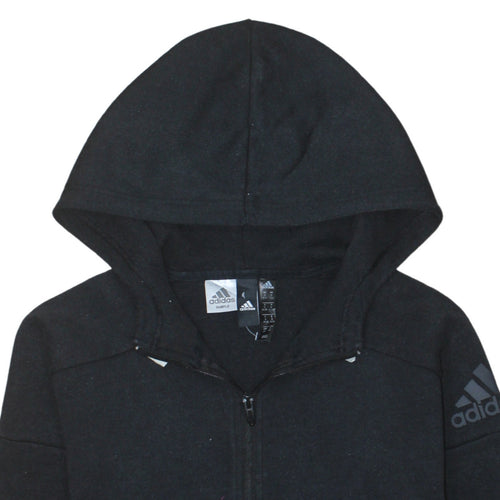 Adidas Women Black Full Zip Hoodie Size S Hooded Sweatshirt