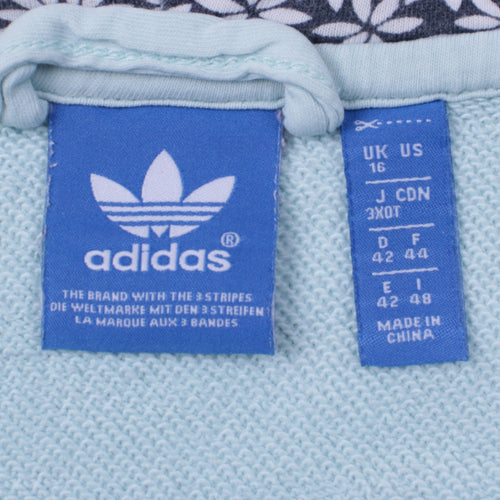 Adidas Women’s Blue Full Zip Hoodie Size 16 Cotton Blend Casual