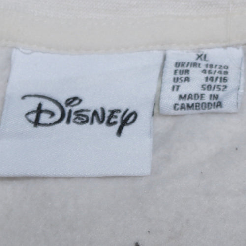 Disney Women White Mickey Mouse Heart Print Sweatshirt XL
