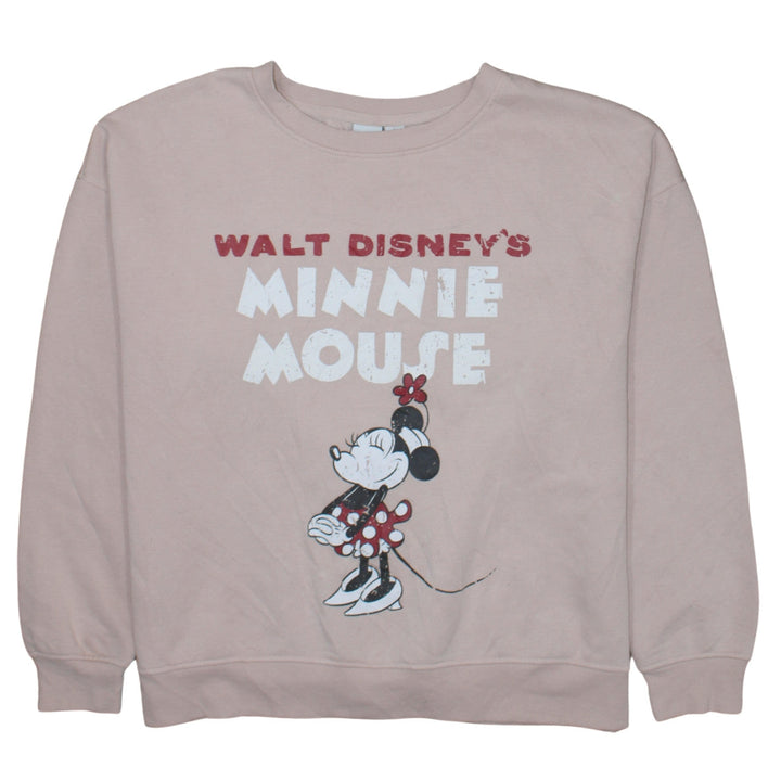 Disney Women Beige Minnie Mouse Pullover Sweatshirt L