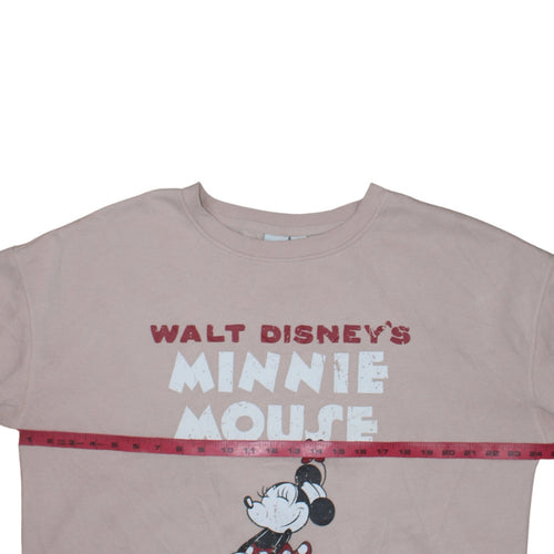 Disney Women Beige Minnie Mouse Pullover Sweatshirt L
