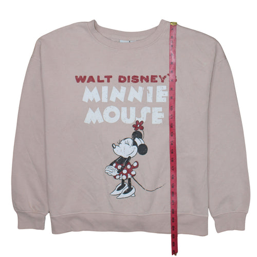 Disney Women Beige Minnie Mouse Pullover Sweatshirt L