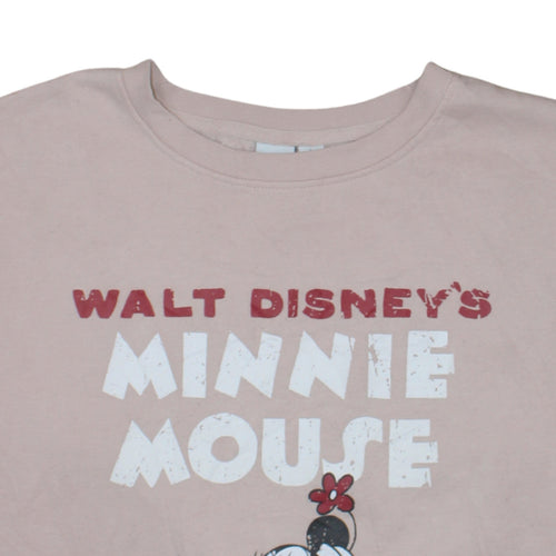 Disney Women Beige Minnie Mouse Pullover Sweatshirt L