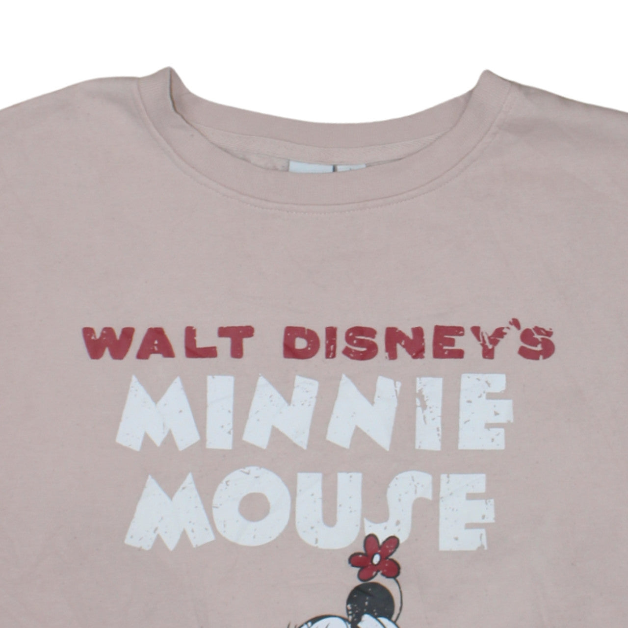 Disney Women Beige Minnie Mouse Pullover Sweatshirt L