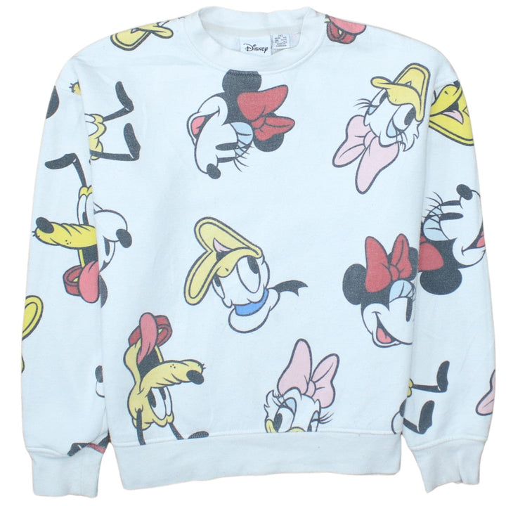 Disney Women White 2XS Pullover Sweatshirt Minnie & Friends Print