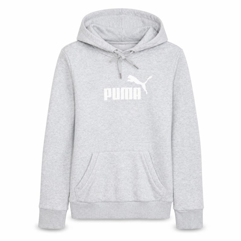 Front view of Puma women’s grey, size UK 10, pullover hoodie sweatshirt