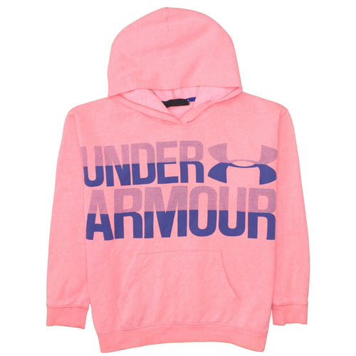 Under Armour Girls Pink Pullover Hoodie Size 14 Years Fleece ColdGear