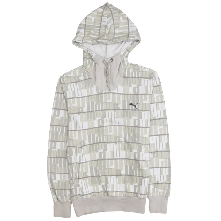 Puma Men Beige Graphic Pullover Hoodie Size S Casual Sportswear