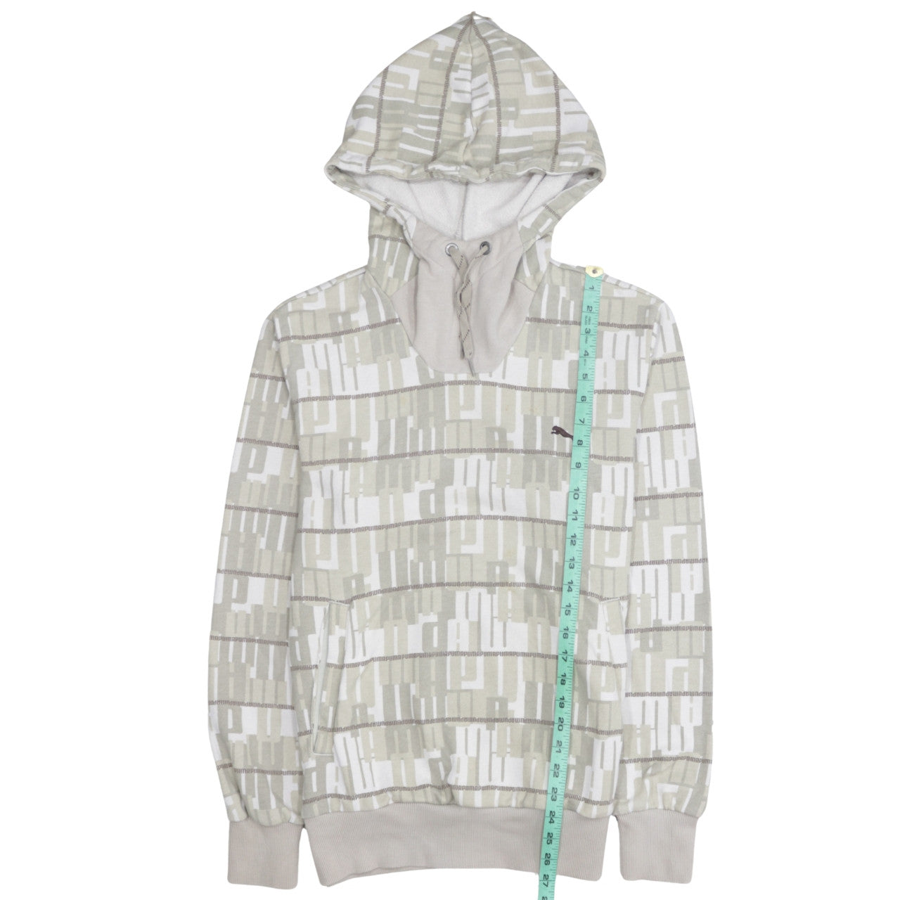 Puma Men Beige Graphic Pullover Hoodie Size S Casual Sportswear