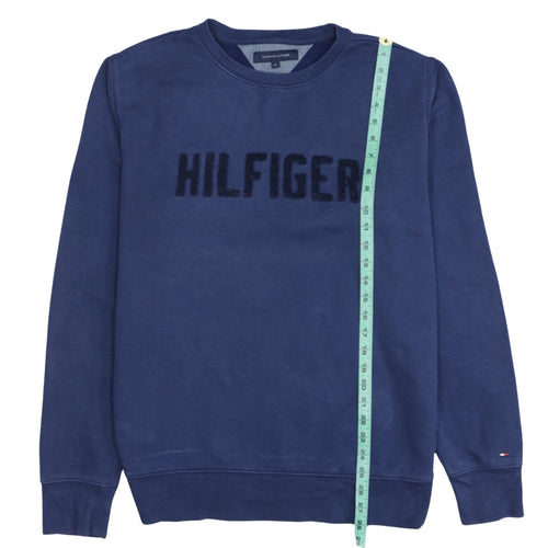 Tommy Hilfiger Men Blue XL Pullover Sweatshirt Classic Logo Crew Neck