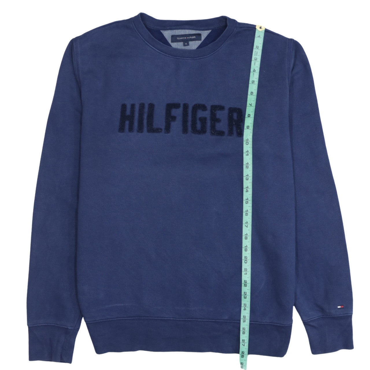Tommy Hilfiger Men Blue XL Pullover Sweatshirt Classic Logo Crew Neck