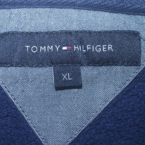 Tommy Hilfiger Men Blue XL Pullover Sweatshirt Classic Logo Crew Neck