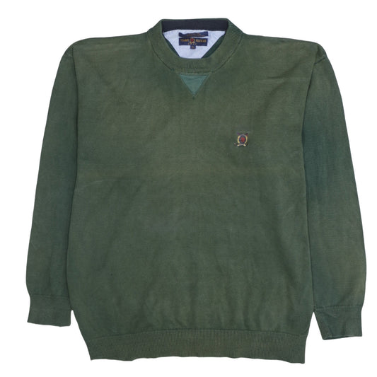 Tommy Hilfiger Mens Green Cotton Golf Pullover Jumper XL