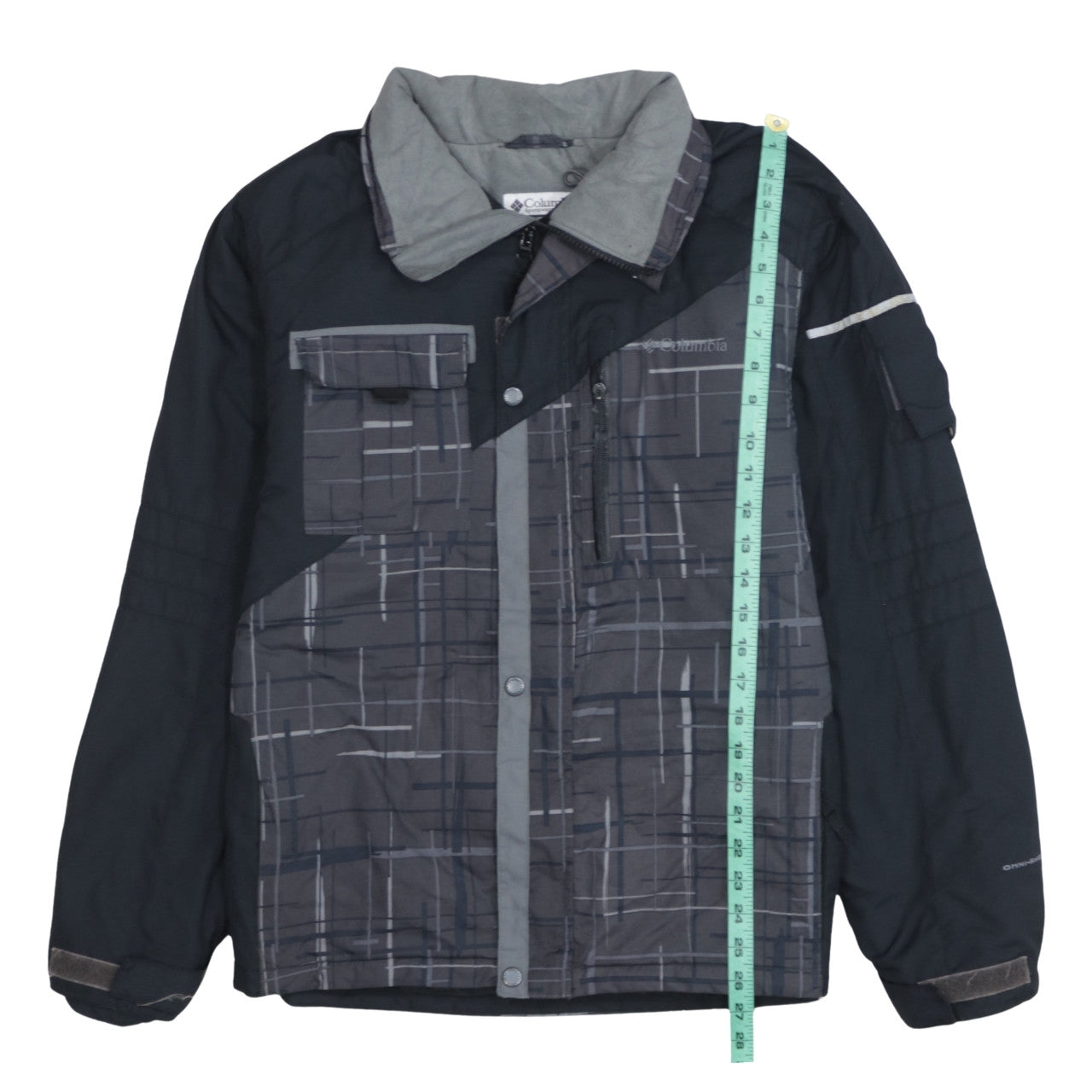 Columbia Boys Grey Geometric Waterproof Lined Winter Puffer Jacket 20 Plus
