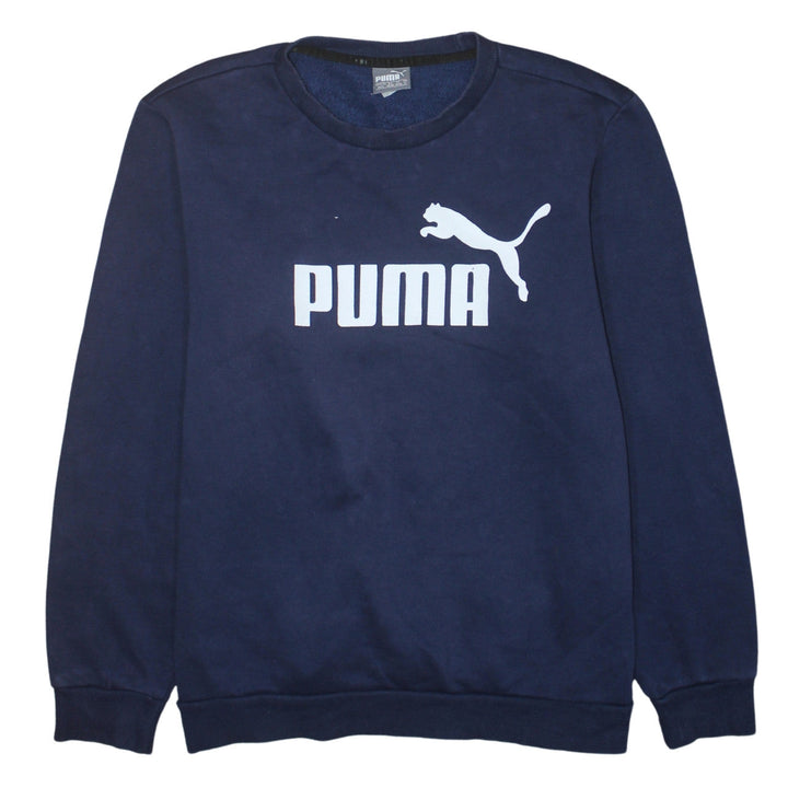 Puma Mens Blue Crew Neck Logo Sweatshirt M Regular Fit Pullover