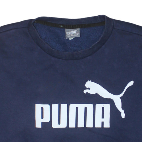 Puma Mens Blue Crew Neck Logo Sweatshirt M Regular Fit Pullover