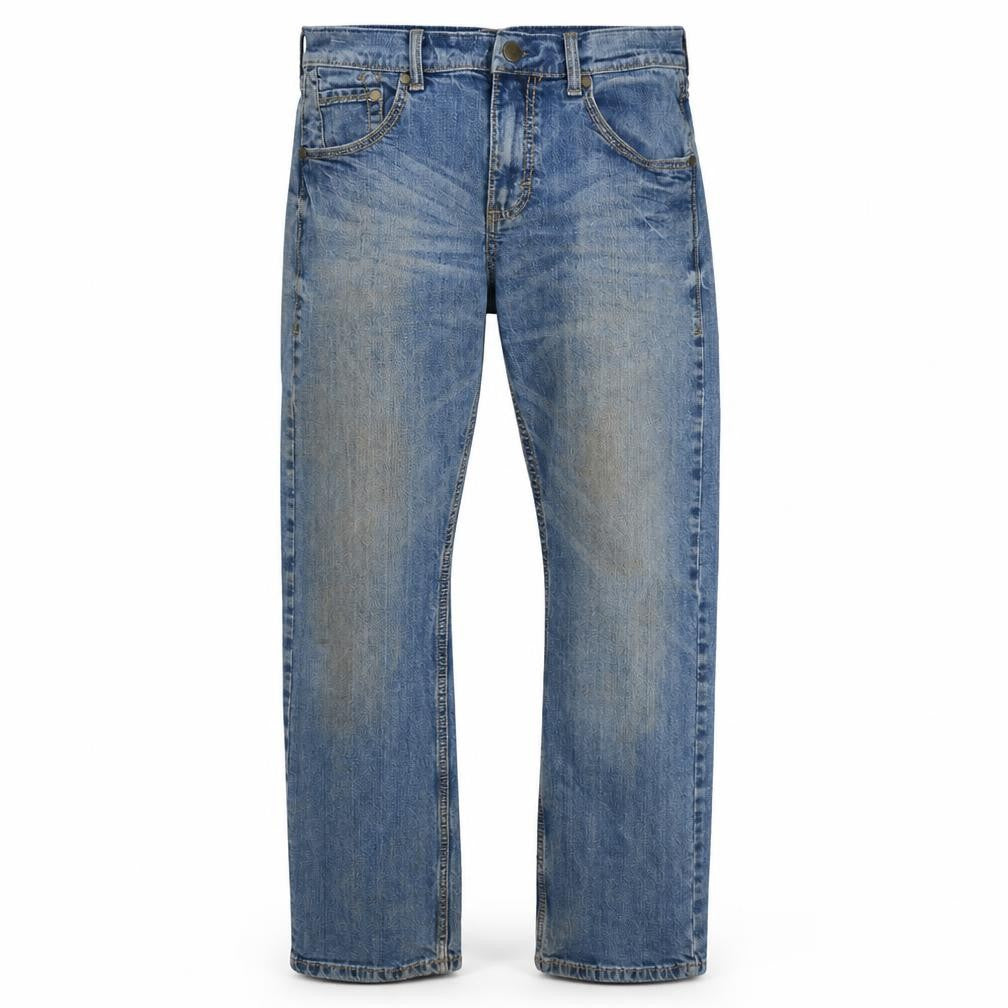 Front view of Wrangler Men's Blue 30x32 Straight Leg Denim Jeans