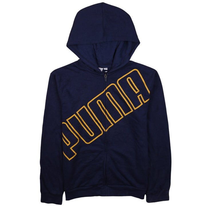 Puma Boys Blue Full Zip Hoodie L (14-16) Cotton Blend Graphic Print