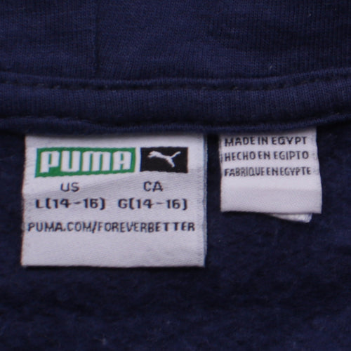 Puma Boys Blue Full Zip Hoodie L (14-16) Cotton Blend Graphic Print