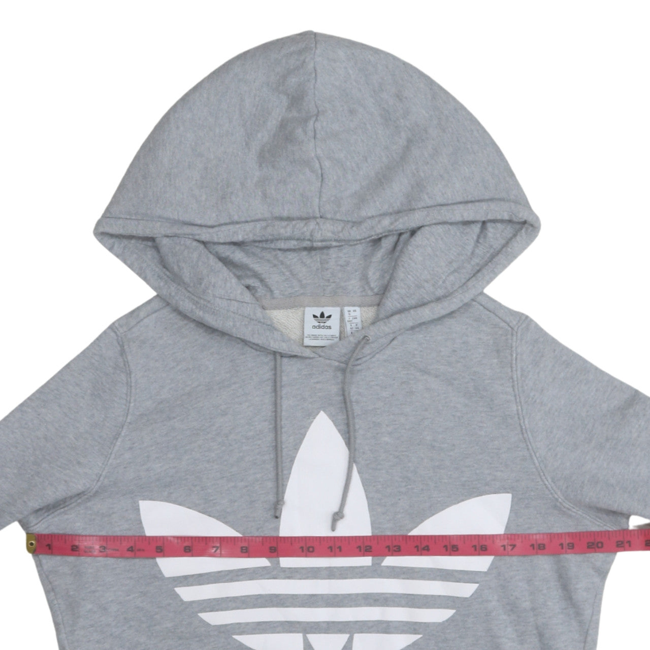 Adidas Womens Grey Hooded Pullover Sweatshirt UK 16 Trefoil Logo