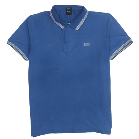 Hugo Boss Men's Blue Regular Fit Cotton Polo Shirt XL