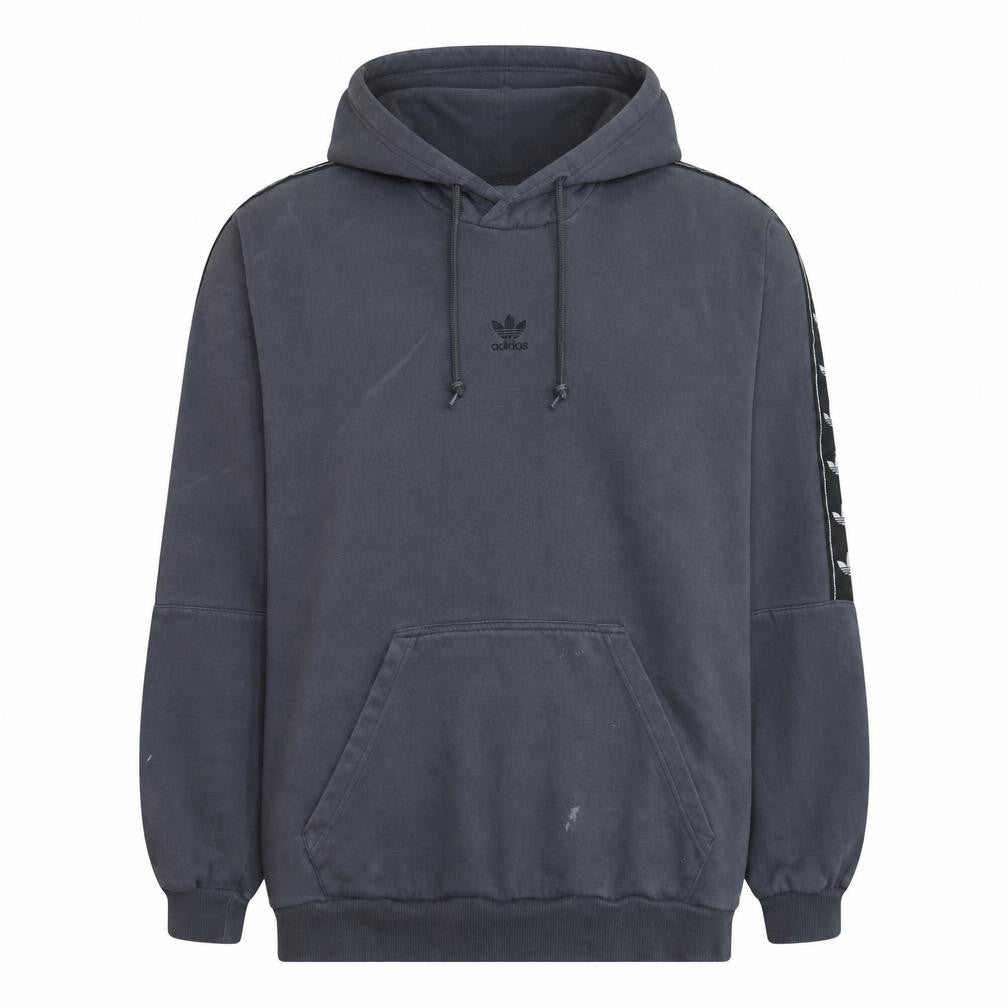 Front view of Adidas Men's Grey XL Pullover Hoodie with Logo Detail