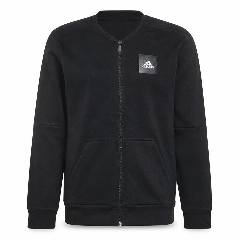 Front view of Adidas Men's Black Full Zip Track Jacket, size M
