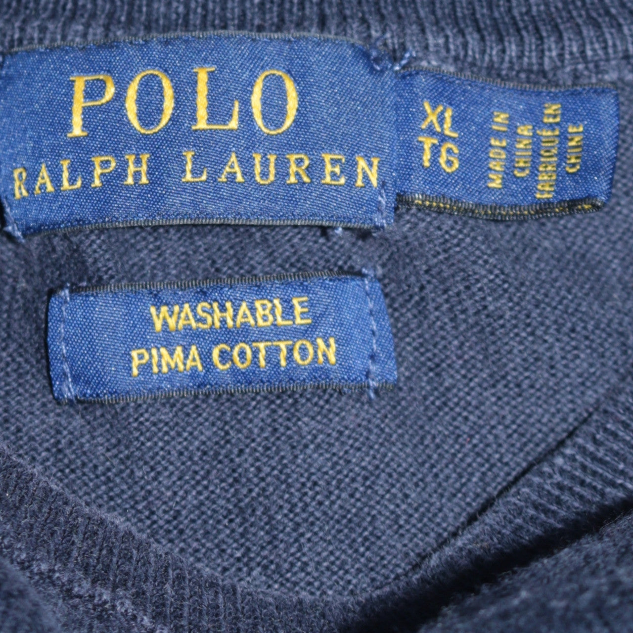 Ralph Lauren Men's Blue XL Cotton Crew Neck Jumper