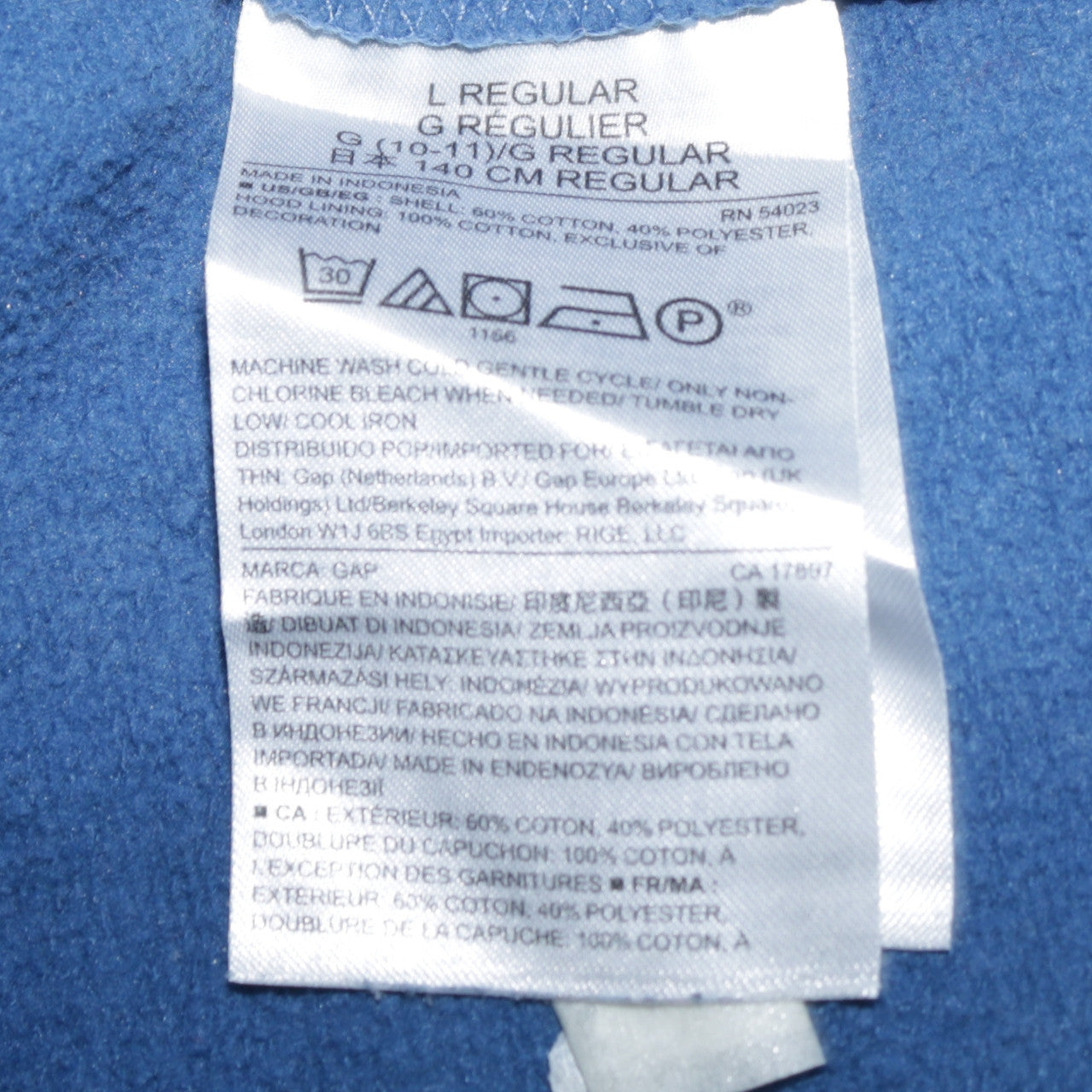 GAP Kids Boys Blue Full Zip Hoodie Sweatshirt L (10) Cotton Blend