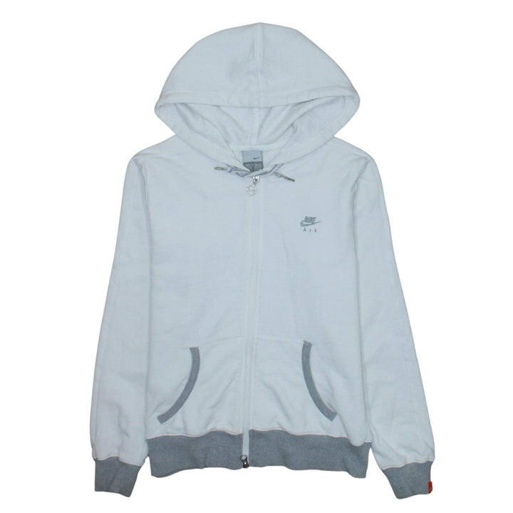 Nike Air Womens White Full Zip Hoodie Size L Grey Trim Casual