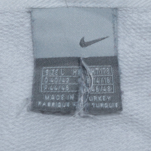 Nike Air Womens White Full Zip Hoodie Size L Grey Trim Casual