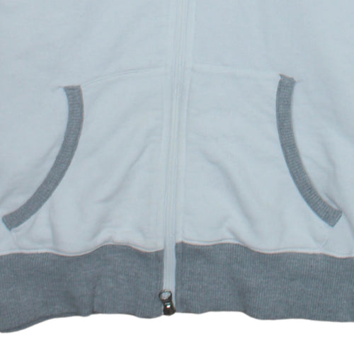 Nike Air Womens White Full Zip Hoodie Size L Grey Trim Casual