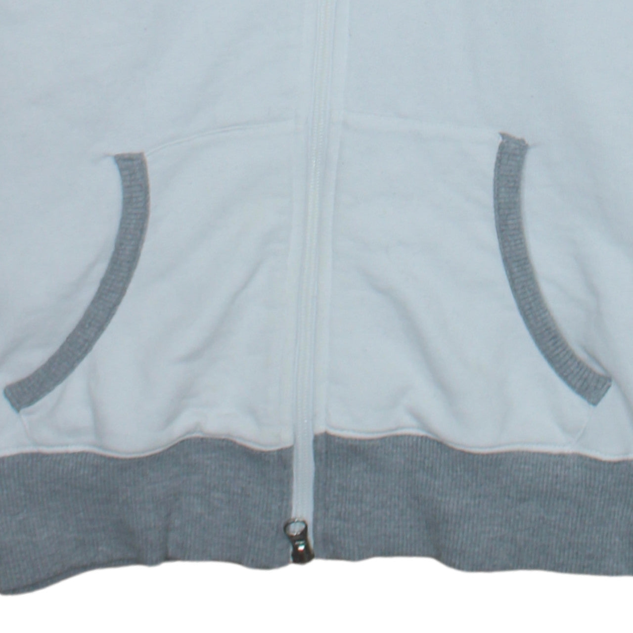 Nike Air Womens White Full Zip Hoodie Size L Grey Trim Casual