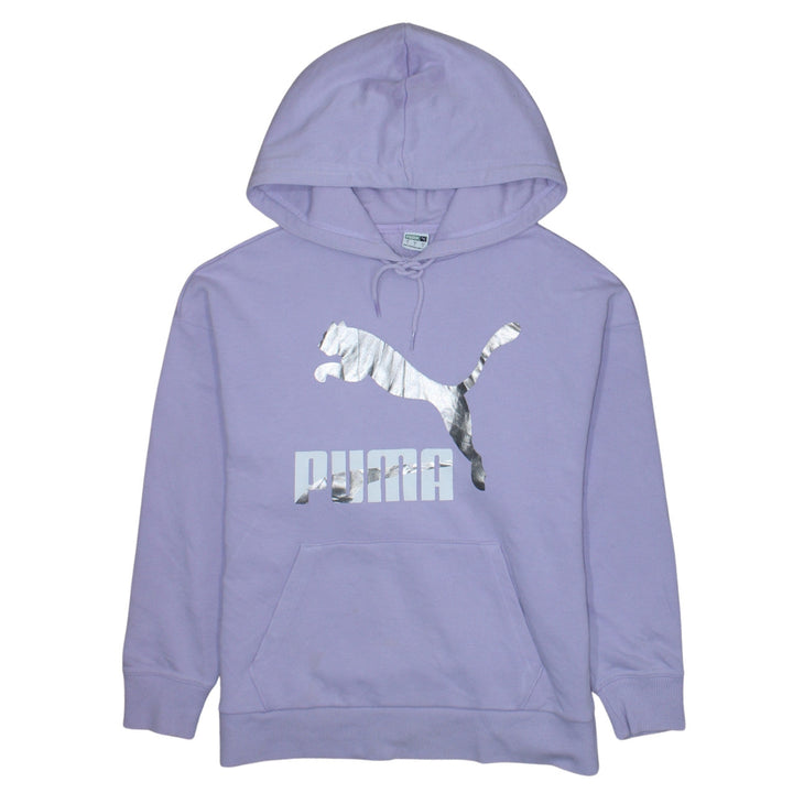 Puma Women’s Purple Hoodie Small Pullover Silver Logo Casual